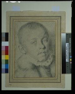 Porträtkopf eines Jungen (Schwarze Kreide und Kohle auf Papier)