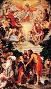 Taufe Christi, Kirche San Gregorio und San Siro, Bologna von Annibale Carracci