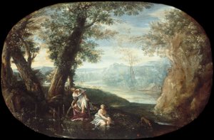 Landschaft mit badenden Frauen von Annibale Carracci