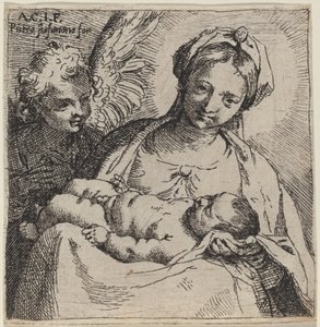Madonna und Kind mit einem Engel