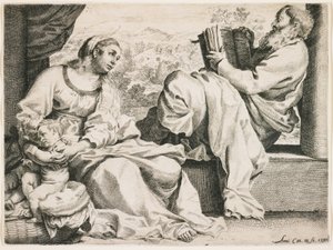 Die Heilige Familie mit Johannes dem Täufer von Annibale Carracci