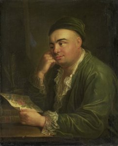 Ein Mann mit einer Zeichnung von Blumen, sogenanntes Porträt von Jacob Feitama Jr., Kaufmann in Amsterdam von Anonymous
