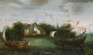 Ein Schiff segelt auf einem Binnenwasserweg