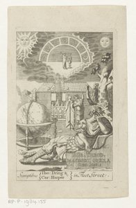 Ambrosius Theodosius Macrobius leunend auf Stein neben Globus von Anonymous