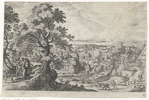 Apollo spaziert mit einer jungen Frau Landschaften mit mythologischen und biblischen Darstellungen (Serientitel) von Anonymous