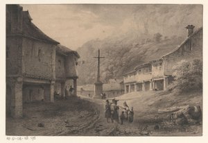 Berglandschaft mit Figuren und Kühen von Anonymous