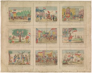 Blatt mit 9 Darstellungen historischer Ereignisse in den Jahren 1813-1814