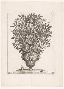 Blumen in einer Vase mit Masken von Anonymous