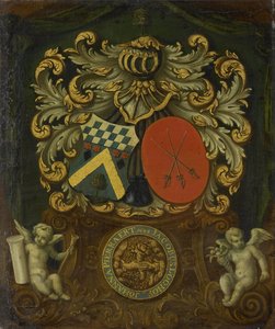 Die Allianz-Wappen von Jacobus Loohoff und Johanna Pierraert, 1684 von Anonymous