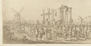 Der Sarg von Ledenberg wird an den Galgen gehängt, 1619 von Anonymous