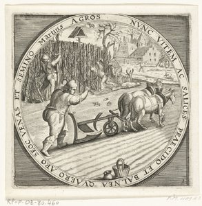 Der Monat März, Pflügen, ca. 1600 (Die zwölf Monate des Jahres in Szenen aus dem Volksleben) von Anonymous