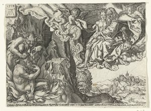 Der reiche Mann in der Hölle sieht Abraham mit Lazarus von Anonymous
