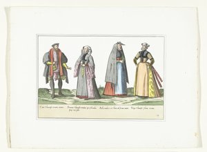 Drei Frauen und ein Mann in deutscher Mode, ca. 1580 von Anonymous