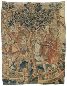Ein Wildmann und -frau in einem geschlossenen Garten (Fragment)