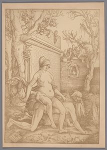 Fotoreproduktion des Holzschnitts Aristoteles und Phyllis von Hans Baldung Grien von Anonymous