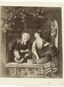 Fotoreproduktion des Gemäldes Die Krämerin von Frans van Mieris II von Anonymous