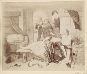 Fotoreproduktion des Gemäldes Das betrunkene Paar von Jan Steen von Anonymous