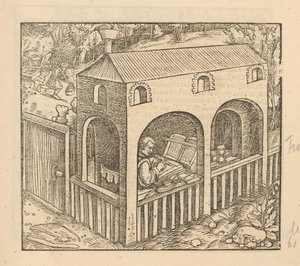 Francesco Petrarca schreibt in seinem Haus von Anonymous