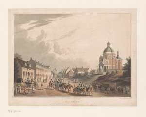 Ansicht von Waterloo, wo französische Truppen eine Kanone bewegen von Anonymous