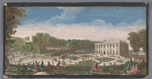 Blick auf den kleinen Parterre-Garten des Château de Marly