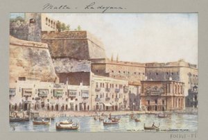Ansicht der Küste von Malta mit Steg und Zollgebäude von Anonymous
