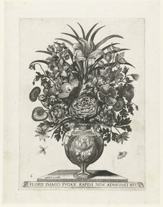 Groteske Vase mit einem Putto und Girlanden von Anonymous