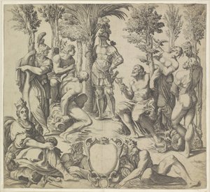 Herzog von Mantua mit den sechs wichtigsten heidnischen Göttern von Anonymous