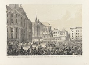 Ankunft von S.M. König Wilhelm III. auf dem Dam, bei seinem feierlichen Einzug in die Hauptstadt des Reiches, 12. Mai 1849 von Anonymous