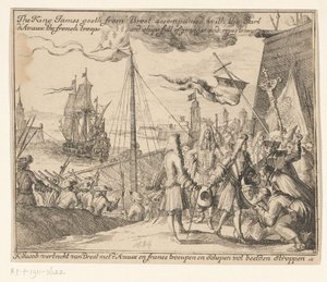 König Jakob II. verlässt mit französischen Truppen Brest nach Irland, 1689 von Anonymous