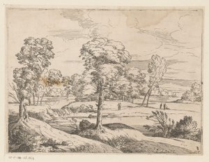 Landschaft mit Fluss und Bäumen
