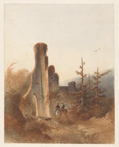 Landschaft mit zwei Reitern bei einer Ruine