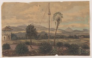 Landschaft mit Fahnenmast
