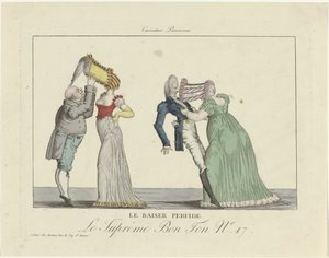 Der höchste gute Ton. Pariser Karikatur, 1800-1815, Nr. 17: Der perfide Kuss