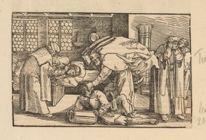 Mann beim Ohrenarzt und Petrus, der Malchus das Ohr abschlägt von Anonymous