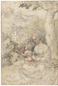 Maria mit Kind, Josef lauscht einem Engel von Anonymous