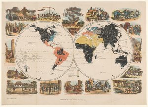 Missions-Weltkarte und religiöse Szenen Zendings Prentenkaart (Titel auf dem Objekt) von Anonymous