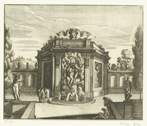 Muurfontein in tuinpaviljoen