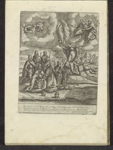 Pius V., Philipp II., Alvise I. Mocenigo, Sebastiano Vernier, Marcantonio Colonna und Don Juan von Österreich kniend vor dem Glauben