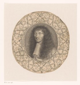 Porträt von Ludwig XIV. umgeben von einem Zierrahmen mit Arabesken