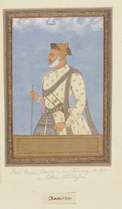 Porträt von Shah Mirza; zur Zeit von Sultan Abul Hasan diente er nach Sayyid Muzaffar als Kommandant der Kavallerie (sar-khayl)