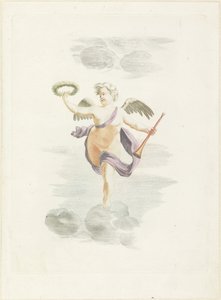 Putto mit Lorbeerkranz und Fanfare von Anonymous
