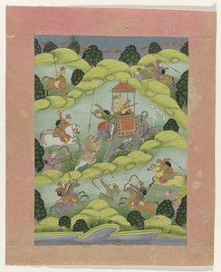 Rajput-Prinz auf Löwenjagd