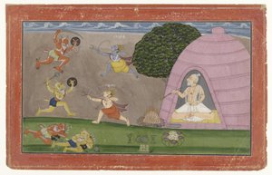 Rama und Lakshmana kämpfen gegen die Dämonen Maricha und Suvahu