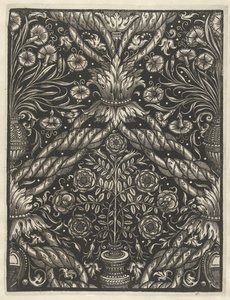 Tapetenblatt mit Vase und Blumen von Anonymous