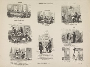 Karikatur zu einer Verordnung in Utrecht über das Bauen und Abreißen, 1857