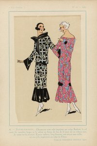 Très Parisien, 1923, Nr. 10: 4. - SELTSAME BLUMEN. - Charmant dieses bedruckte Kleid... von Anonymous
