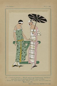 Très Parisien, 1923, Nr. 7: 17.- JOURS DE CHALEUR. - 1. Kleid aus Baumwollvoile... von Anonymous