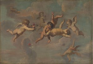 Tummelnde Putti mit Blumen