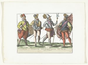 Vier spanische Soldaten in Uniform, ca. 1580 von Anonymous