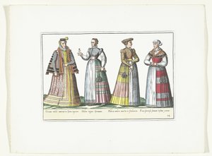 Vier Frauen in deutscher Mode, ca. 1580 von Anonymous